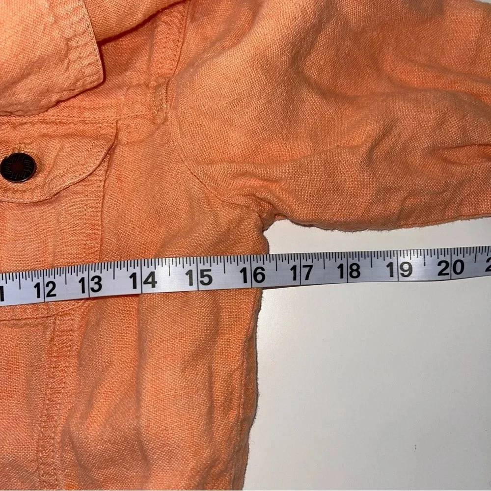 J. Jill 100% Linen Neon Orange Button Utility Jacket Xsmall Women’s